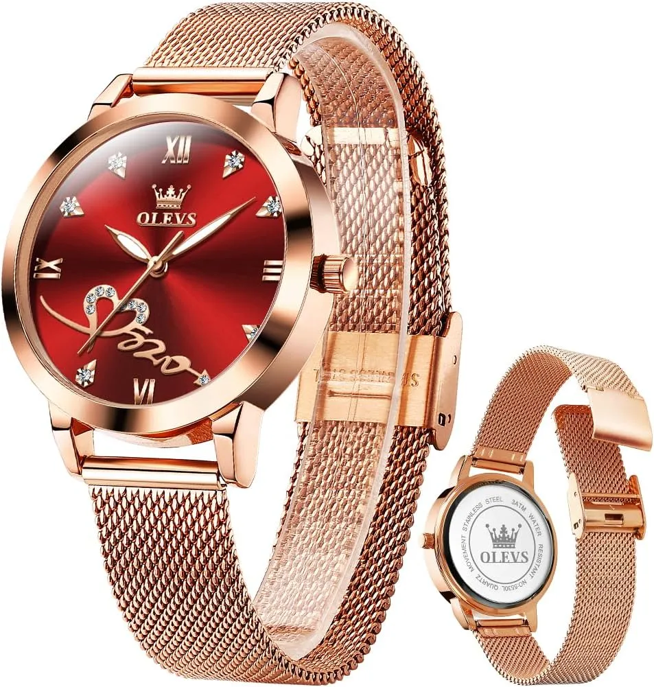 Watch for Women Luxury Dress Ladies Stainless Steel Luminous Waterproof Date Wrist Watches OLEVS offshore Women Watch Fashion Rose Gold Diamond Analog Quartz Female 