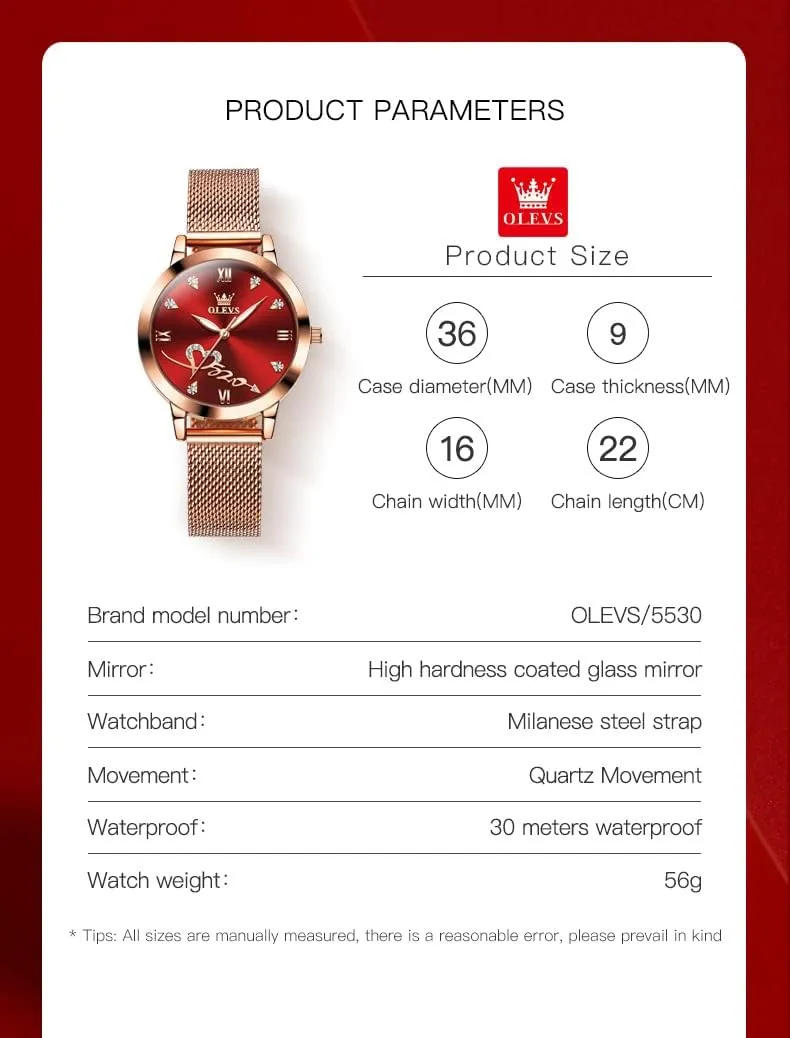 Watch for Women Luxury Dress Ladies Stainless Steel Luminous Waterproof Date Wrist Watches OLEVS offshore Women Watch Fashion Rose Gold Diamond Analog Quartz Female 