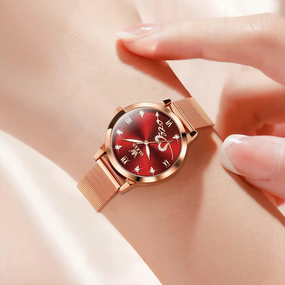 Watch for Women Luxury Dress Ladies Stainless Steel Luminous Waterproof Date Wrist Watches OLEVS offshore Women Watch Fashion Rose Gold Diamond Analog Quartz Female 