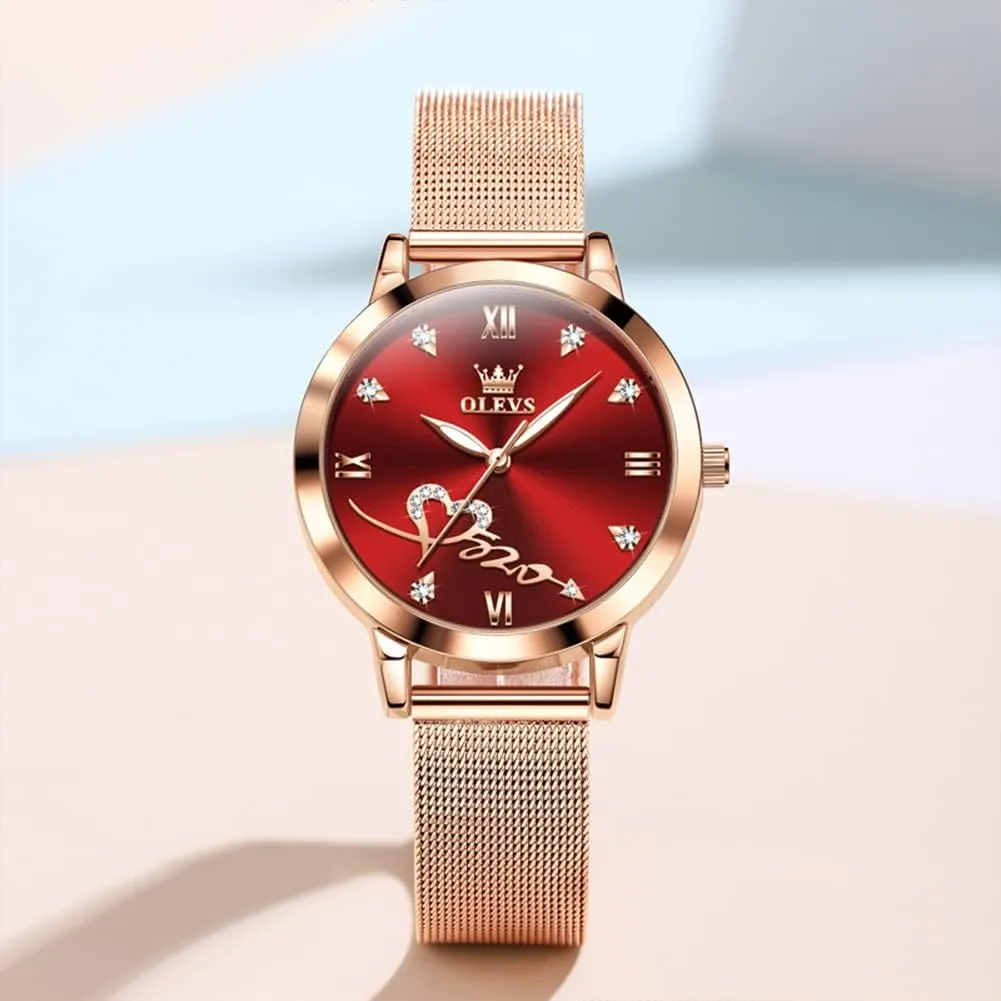 Watch for Women Luxury Dress Ladies Stainless Steel Luminous Waterproof Date Wrist Watches OLEVS offshore Women Watch Fashion Rose Gold Diamond Analog Quartz Female 