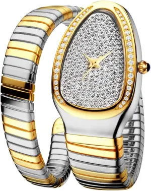 Watch Full Steel Quartz Wristwatches Hip Hop Bracelet Lady Clocks Gold patty shrimp salal Snake Women 