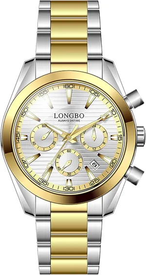 Watch Idea Gift for Men(Silver Gold) Men's Watch Elegant Wrist Watch for Men Stainless Steel Band Mineral Glass narrative Waterproof Classic Dress 