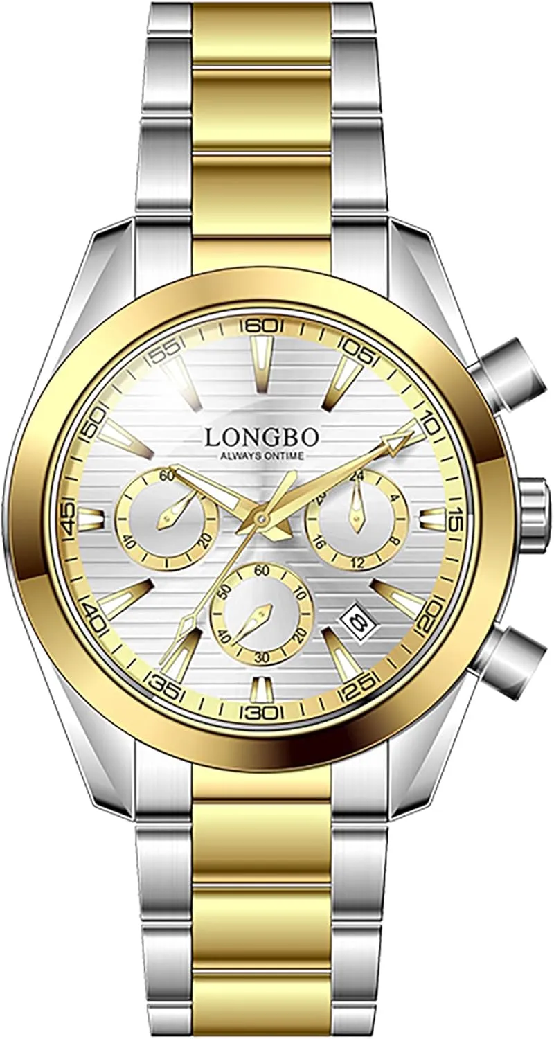 Watch Idea Gift for Men(Silver Gold) Men's Watch Elegant Wrist Watch for Men Stainless Steel Band Mineral Glass narrative Waterproof Classic Dress 