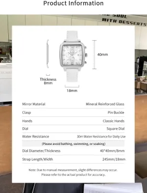 Watch - Leather Strap, 30M Water Resistant, Minimalist Quartz Wristwatch for Everyday Casual Elegance Aura & lrena Fashion Square Waterproof triangle resistance stratum manner Women��s 