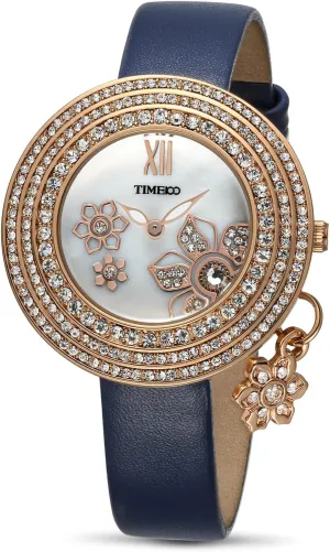 Watch Luxury Diamond Flower Embossment composite fume Quartz Watch Leather Band Analog Watch for Ladies Women's 