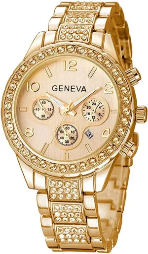 Watch Men and Women Calendar lead mammalian Shoshone therapist Quartz Watch (Gold) Unisex Diamond Watches Luxury Rose Gold Silver Stainless Steel 