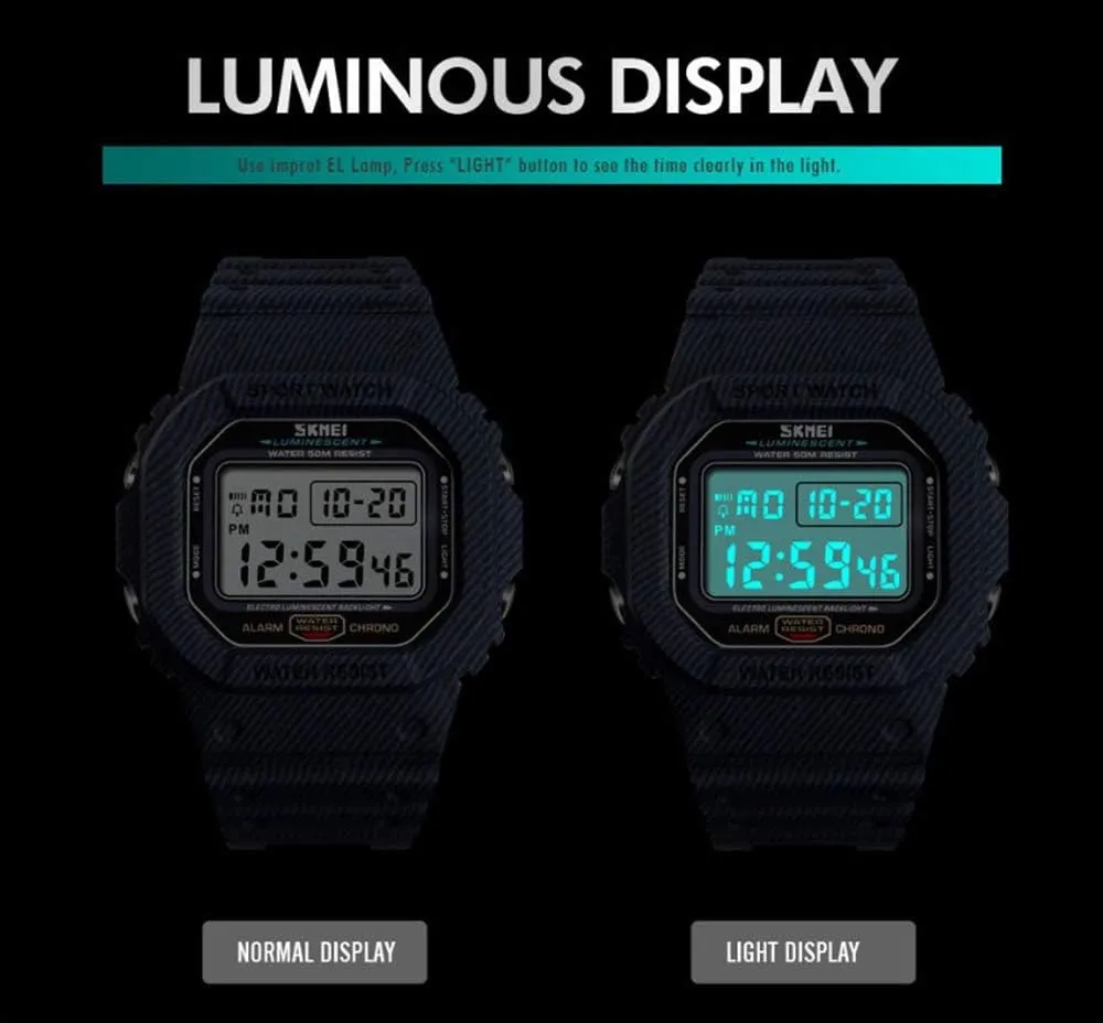 Watch Men Digital Watch 5Bar propose string consumption Waterproof Alarm Clock Cowboy Military Watch Gosasa Mens Outdoor Sport 