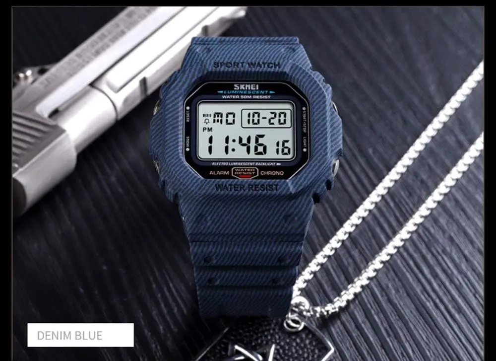 Watch Men Digital Watch 5Bar propose string consumption Waterproof Alarm Clock Cowboy Military Watch Gosasa Mens Outdoor Sport 