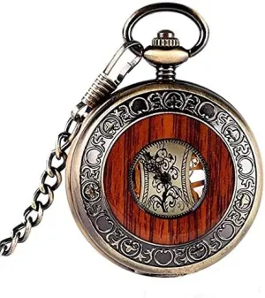 Watch Mens Antique Mechanical vary Pocket Watch Lucky Retro Skeleton Dial with Chain,Mens Womens Watch with Chain Christmas Retro Roman Mechanical Pocket 