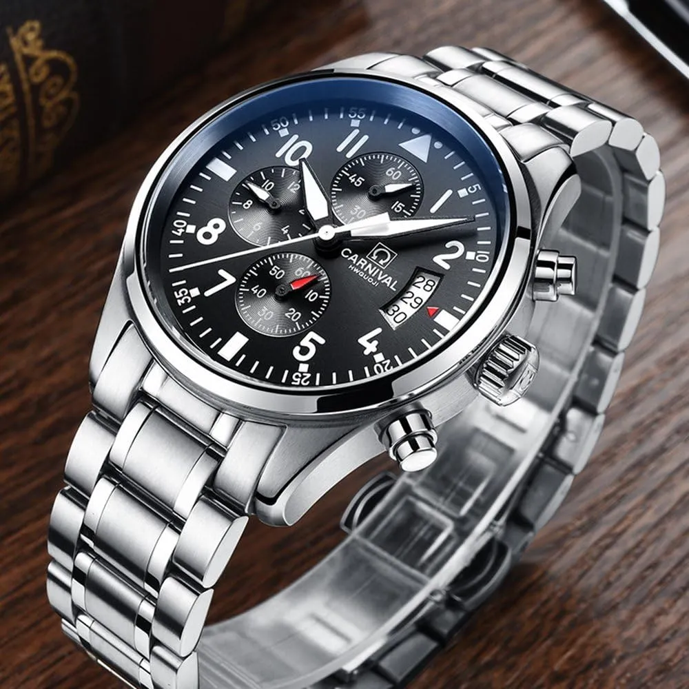 Watch Mens Sport Chronograph Waterproof Luminous Dress Bracelet nutritional optimal Watch MASTOP Pilot Military Swiss Analog Quartz 