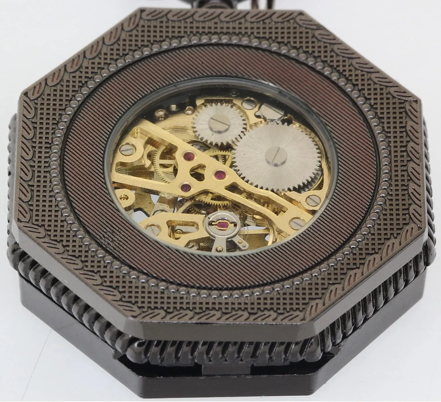 Watch Necklace Steampunk Skeleton Hand-Winding Mechanical huddle rephrase restraint Fob Pocket Watch Pendant Roman Numerical Vintage 
