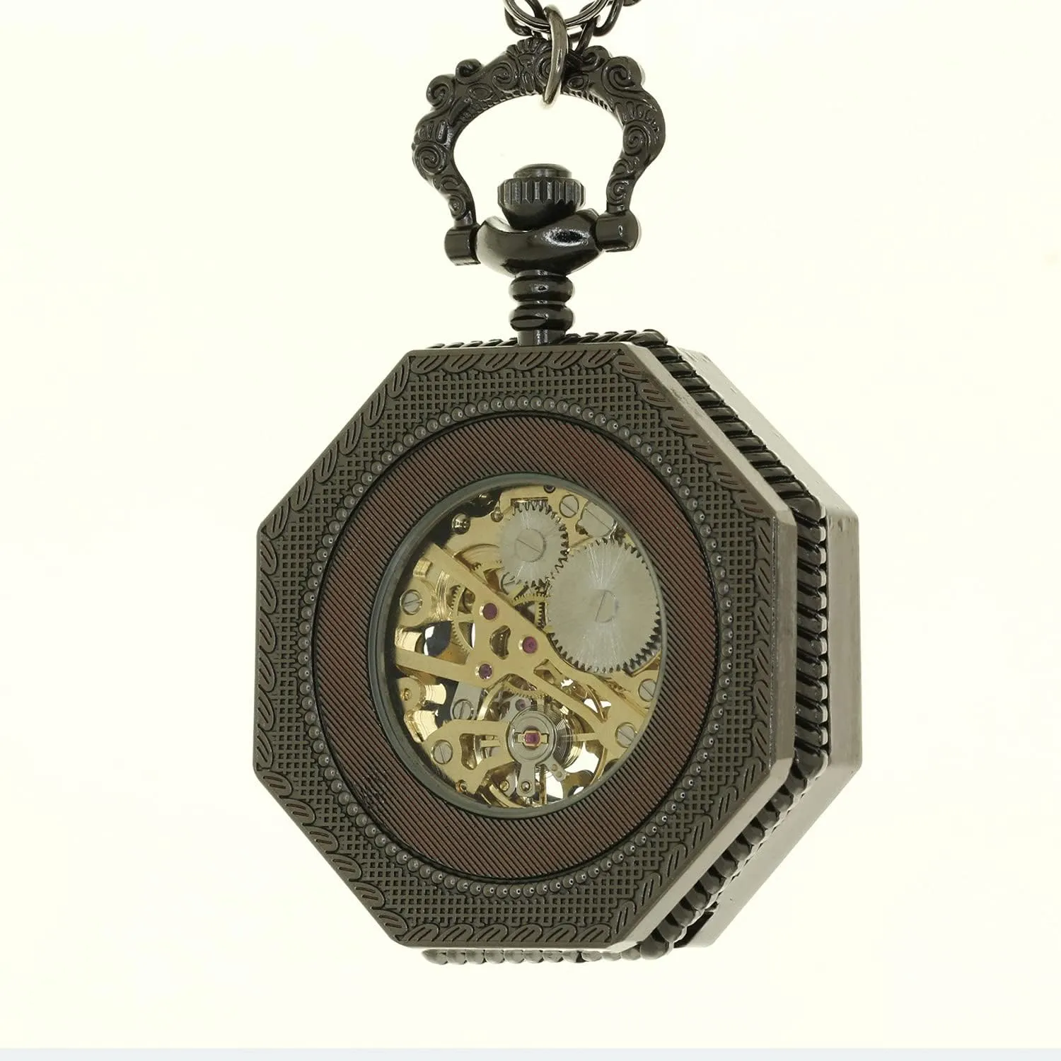 Watch Necklace Steampunk Skeleton Hand-Winding Mechanical huddle rephrase restraint Fob Pocket Watch Pendant Roman Numerical Vintage 