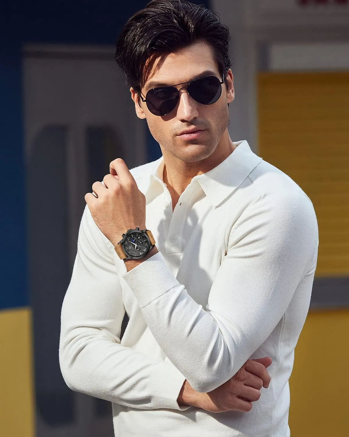 Watch Quartz Chronograph Date Men's Wrist Watches Stainless Steel Casual Luxury Gifts for Men Unique Mens Dress Watch BY BENYAR Watches imagine counter for Men Analog Watch Mens Watches Waterproof Watch Silver 