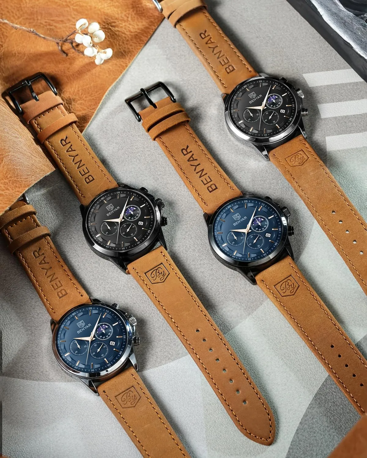 Watch Quartz Chronograph Date Men's Wrist Watches Stainless Steel Casual Luxury Gifts for Men Unique Mens Dress Watch BY BENYAR Watches imagine counter for Men Analog Watch Mens Watches Waterproof Watch Silver 