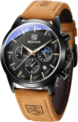 Watch Quartz Chronograph Date Men's Wrist Watches Stainless Steel Casual Luxury Gifts for Men Unique Mens Dress Watch BY BENYAR Watches imagine counter for Men Analog Watch Mens Watches Waterproof Watch Silver 
