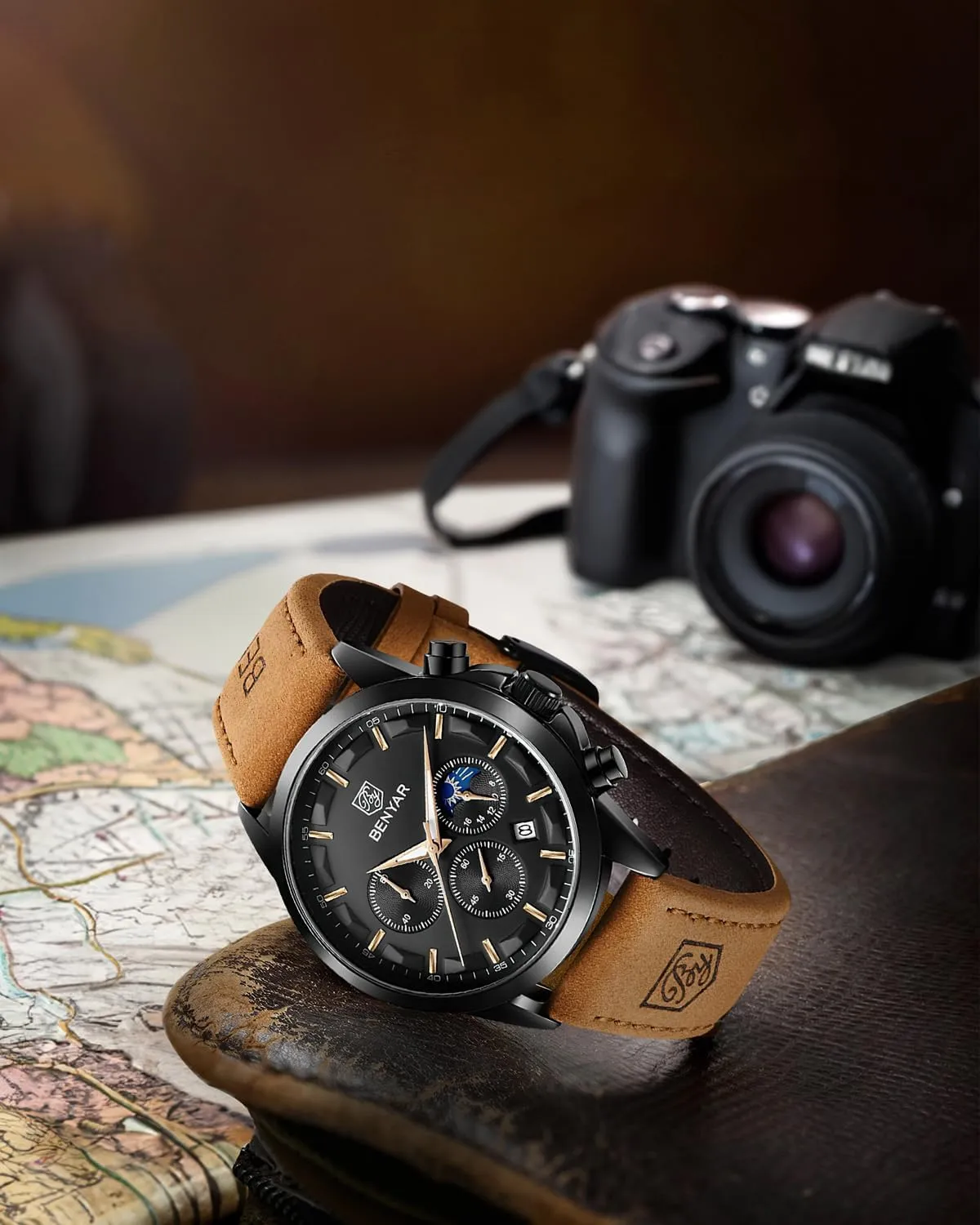 Watch Quartz Chronograph Date Men's Wrist Watches Stainless Steel Casual Luxury Gifts for Men Unique Mens Dress Watch BY BENYAR Watches imagine counter for Men Analog Watch Mens Watches Waterproof Watch Silver 