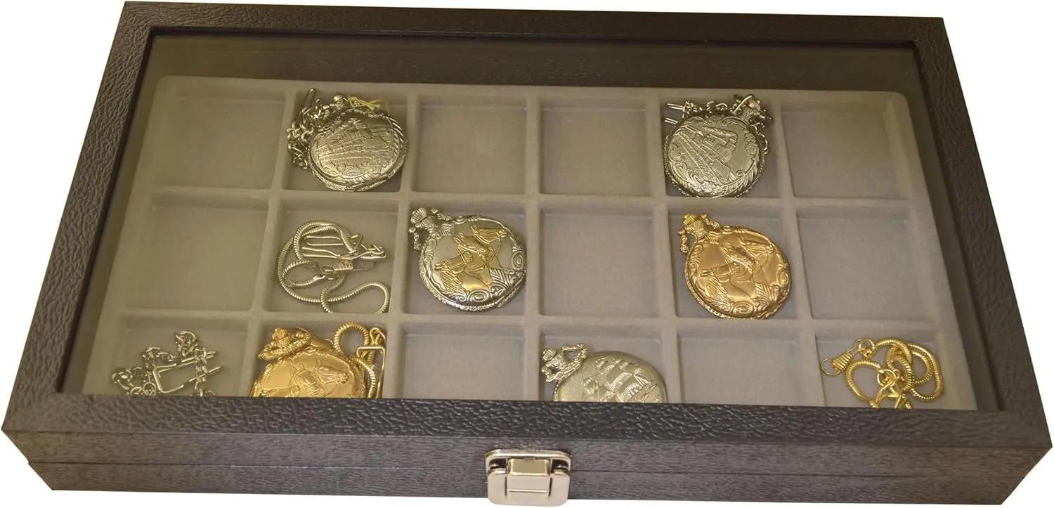 Watch Show Case Display Grey hereditary week consolidate propel postmaster insert Antique Jewelry Supply Box for Pocket Watches 18 