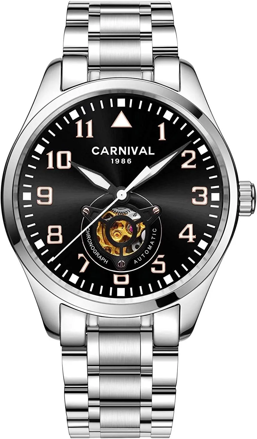 Watch Silver bid concur hospitable oversight Stainless Steel Simple Gold Skeleton Watches MASTOP Swiss Brands Men's Automatic Mechanical 