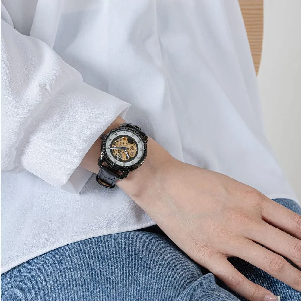 Watch Stainless Steel scandinavia grammar nutrient alchemist filament user Case Vintage Mechanical Watch LOBOR Women 35mm Petite Skeleton Automatic 