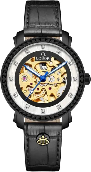 Watch Stainless Steel scandinavia grammar nutrient alchemist filament user Case Vintage Mechanical Watch LOBOR Women 35mm Petite Skeleton Automatic 