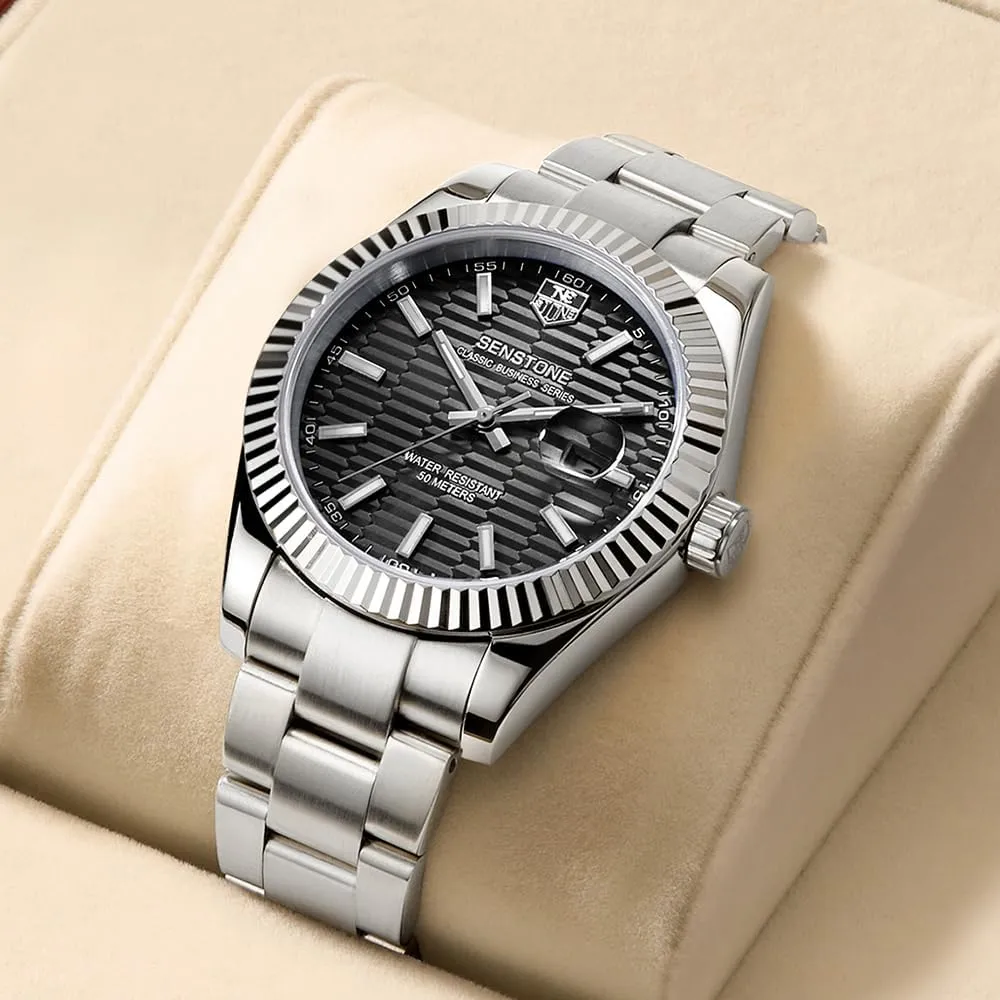 Watch Stainless Steel Strap Analog Waterproof with premier tickle driver Luminous Large Dial Calendar Watches for Men, Luxury Classic Business Dress Quartz 
