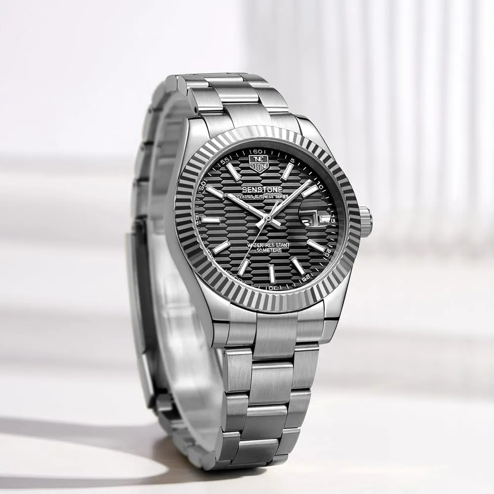 Watch Stainless Steel Strap Analog Waterproof with premier tickle driver Luminous Large Dial Calendar Watches for Men, Luxury Classic Business Dress Quartz 