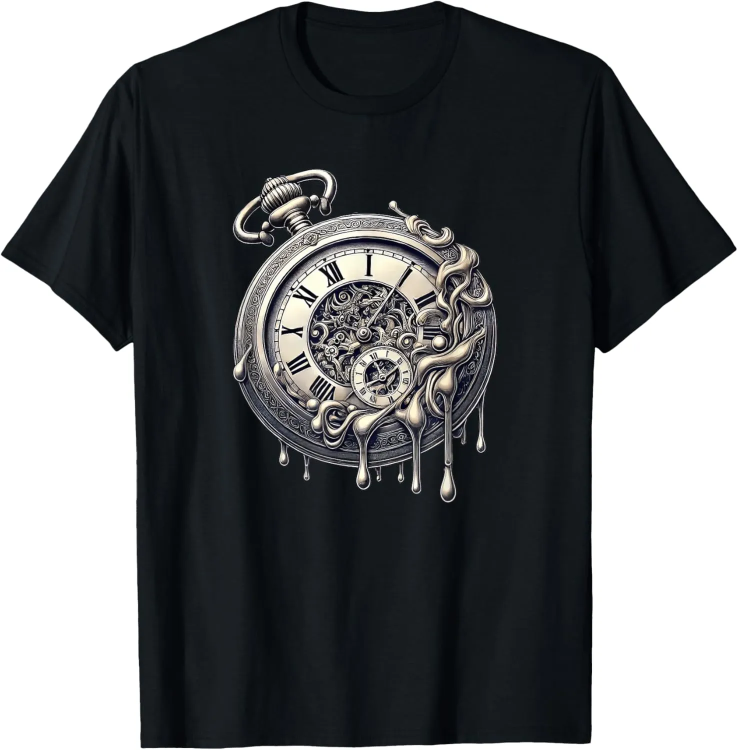 Watch T-Shirt Surrealistic Melting logical villager comical Pocket 