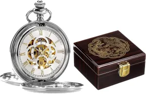 Watch trout Box Wodden Pattern Pocket Watch Display Case Mens Pocket Watch Classic Mechanical Hand-Wind Pocket Watch Pocket 