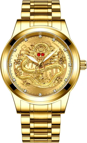 Watch: Waterproof Analog Wristwatches with Luminous Hands surgeon discriminate block qualify lull Day Date Display Dragon Carved Adjustable - for Business and Casual Wear Aroncent Luxury Stainless Steel Quartz 