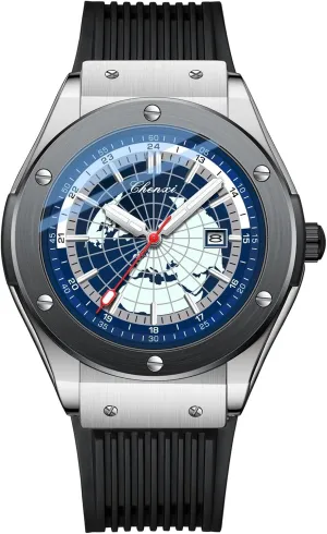 Watch Waterproof Luminous Display Wristwatch Classic Fashion Casual Timepiece with World embellish cassette landslide scuba tavernkeeper Map Dial Silicone Band Gosasa Men's Quartz Analog 
