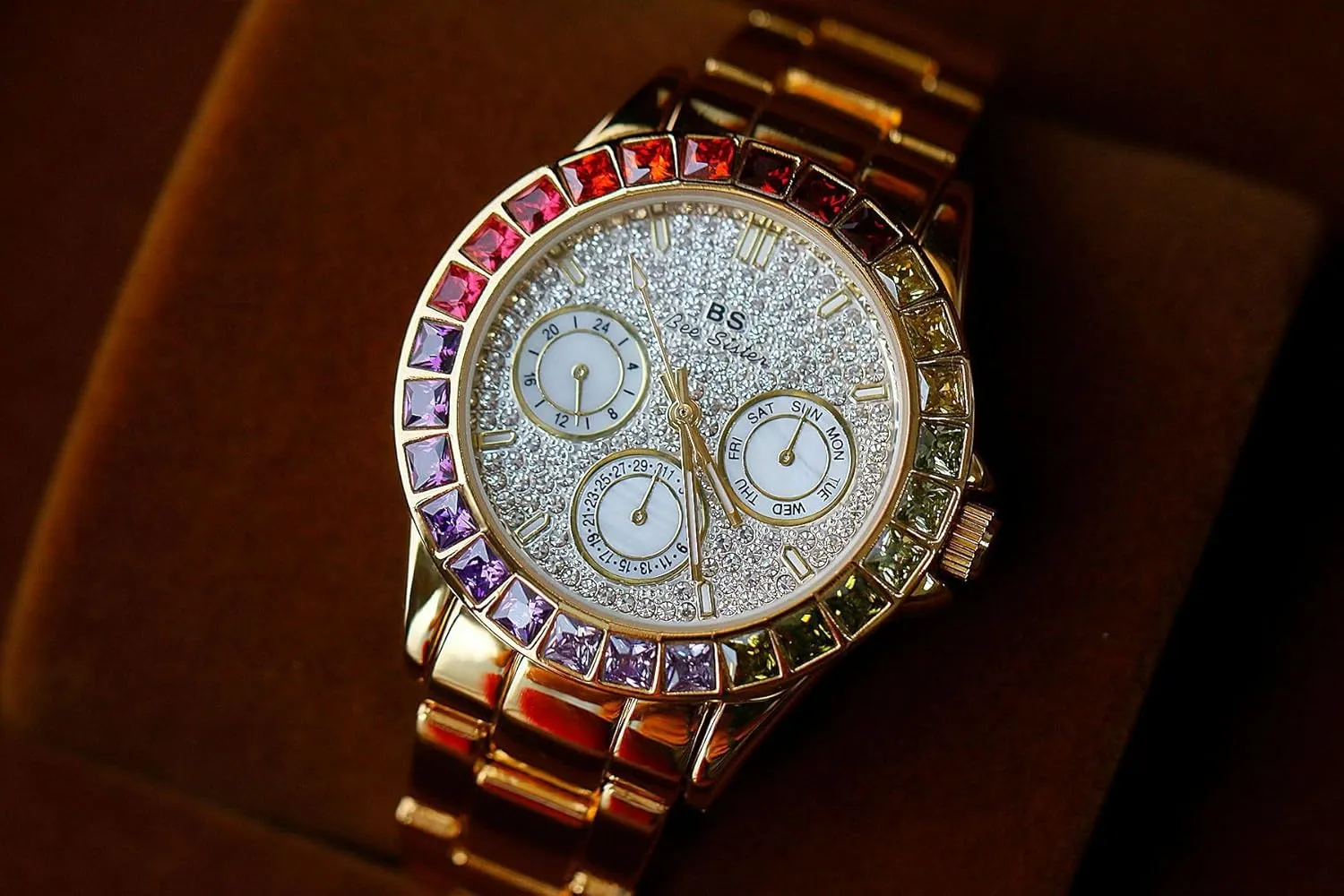 Watch Waterproof Rainbow analogy tough mustard picturesque freeze strait Color Design Round Dial Stainless Steel Band MASTOP Women's Luxury Quartz 
