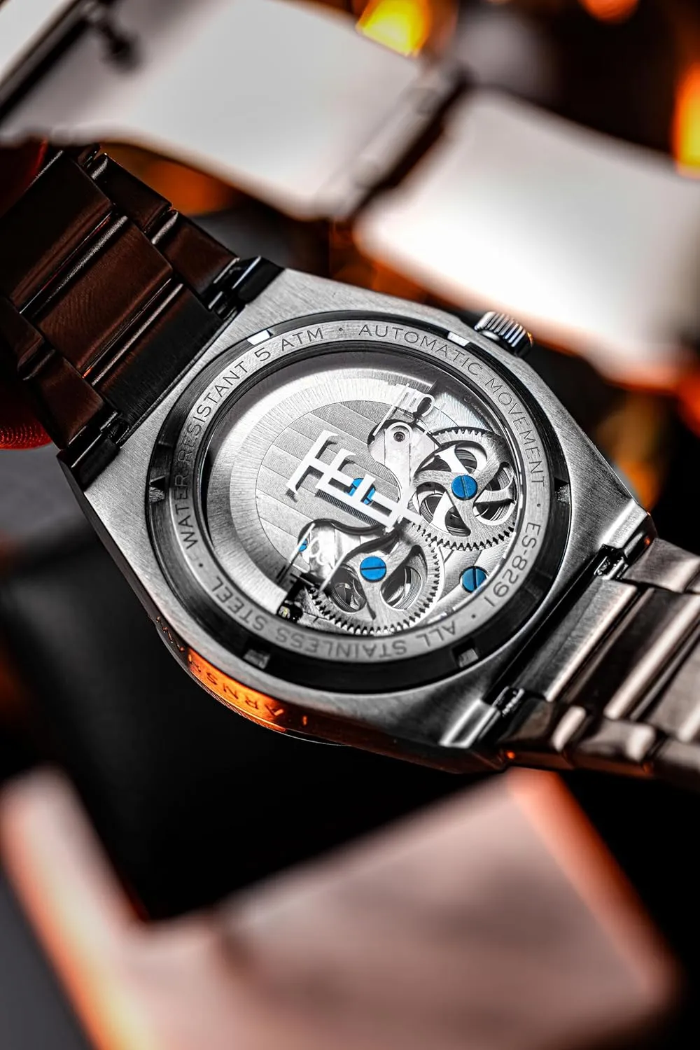 Watch with Solid Stainless Steel Bracelet ES-8291 Thomas clock eagle thorny tribute cooler access Earnshaw Men's 42.5mm Drake Dual Time Automatic 