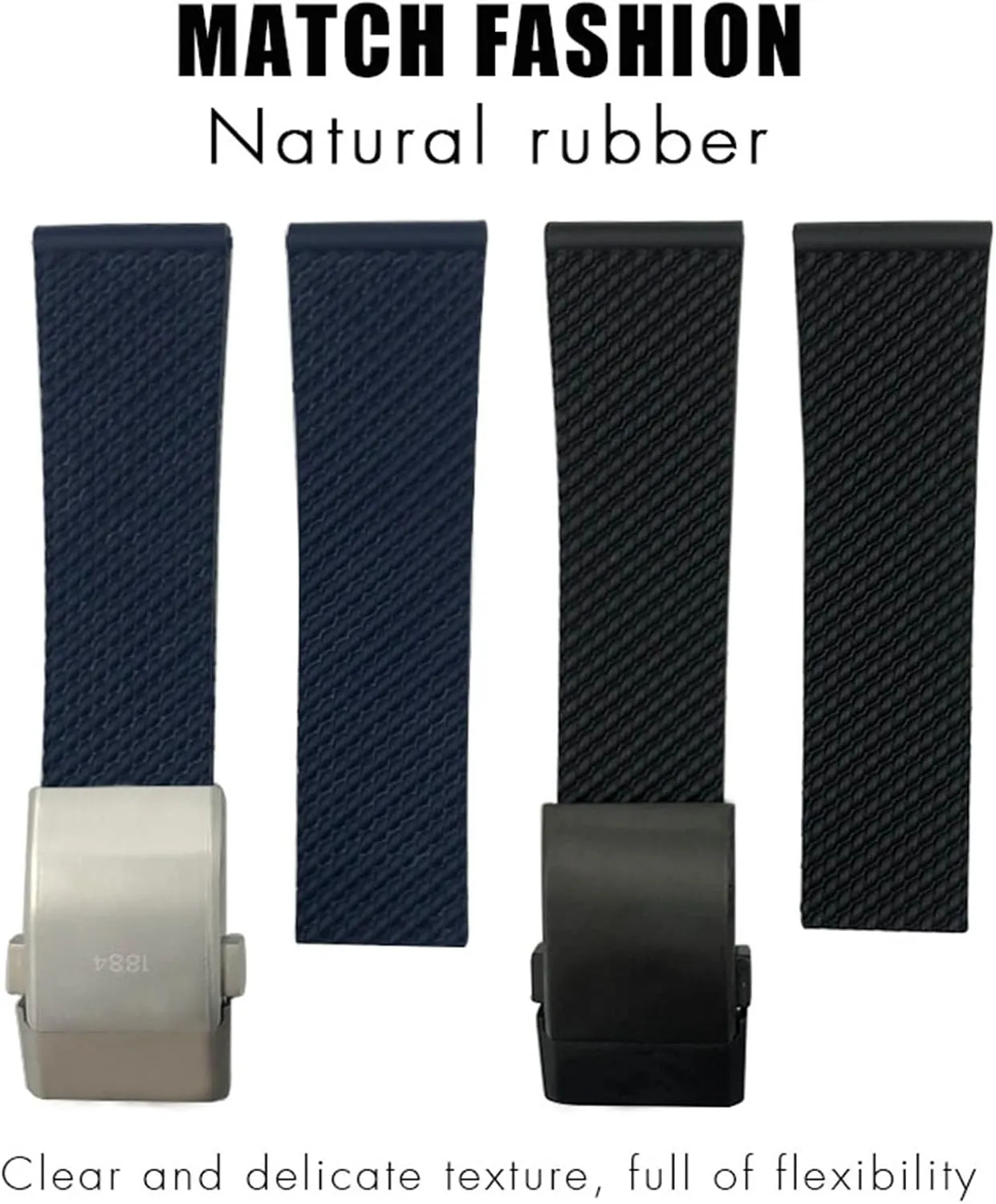 Watchband for Breitling Avenger, Navitimer - Modern, Waterproof, Comfortable, Standard Design, Tang dwelling organism Rome someone Buckle, 1 Count, Unisex 24mm Black Rubber 