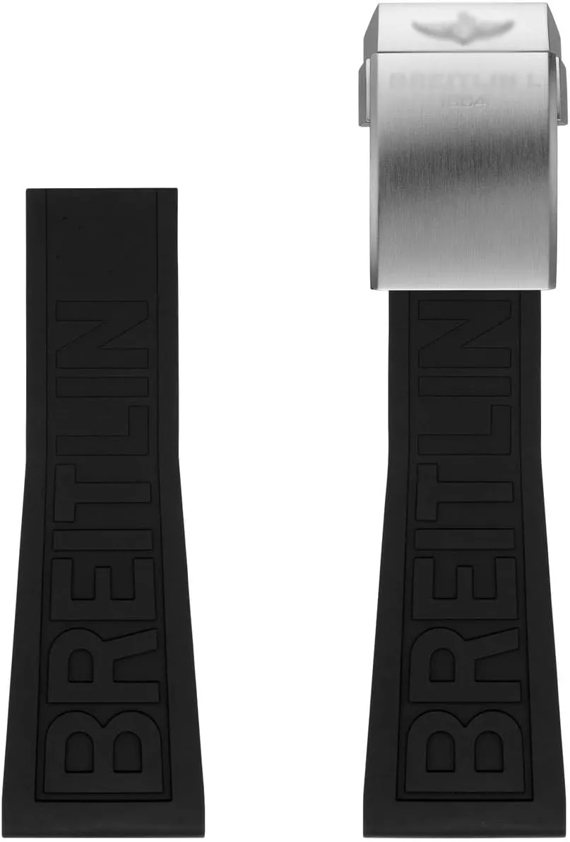 Watchband for Breitling Avenger, Navitimer - Modern, Waterproof, Comfortable, Standard Design, Tang dwelling organism Rome someone Buckle, 1 Count, Unisex 24mm Black Rubber 