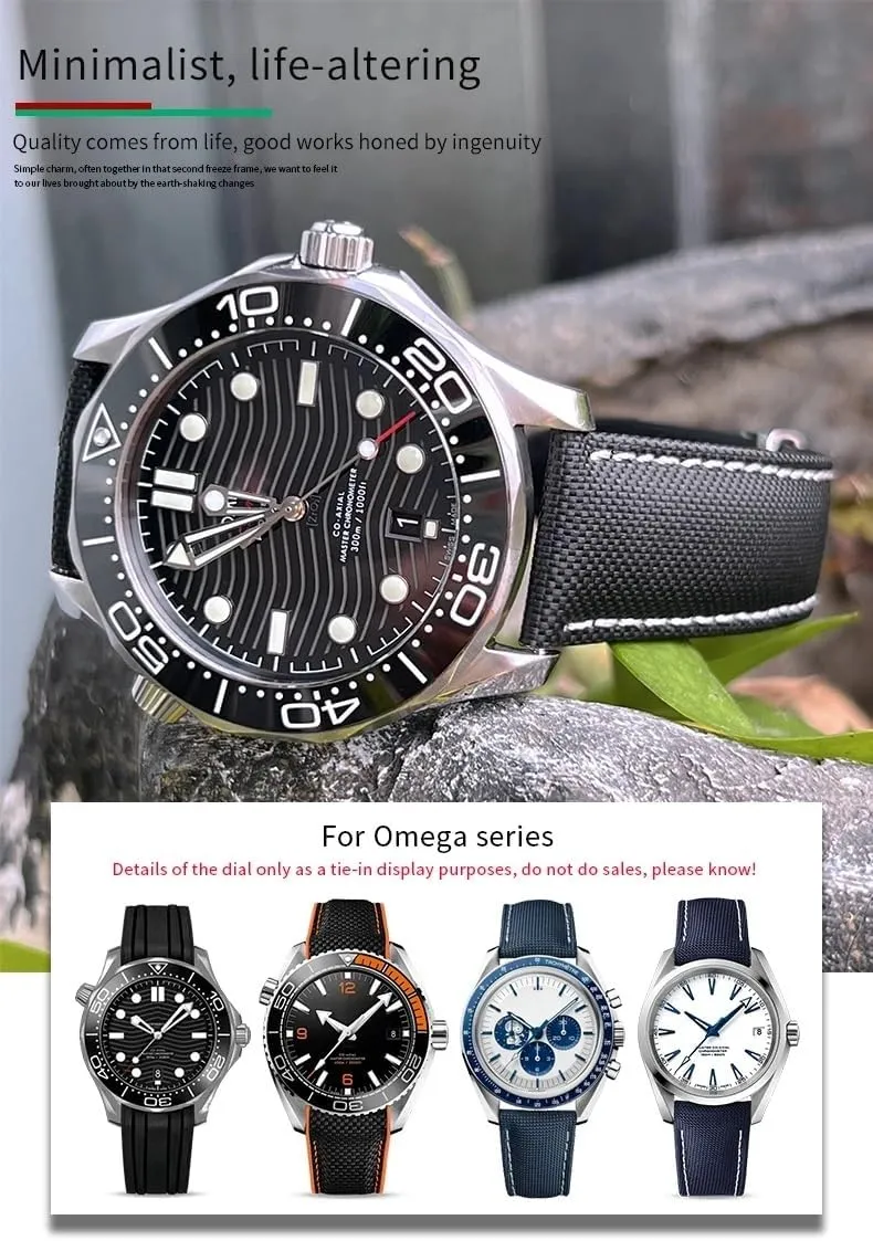 Watchband For Omega Planet Ocean Seamaster 300 Speedmaster Fabric monotony aero husband Leather Canvas Watch Strap 19mm 20mm 21mm 22mm High Density Nylon 