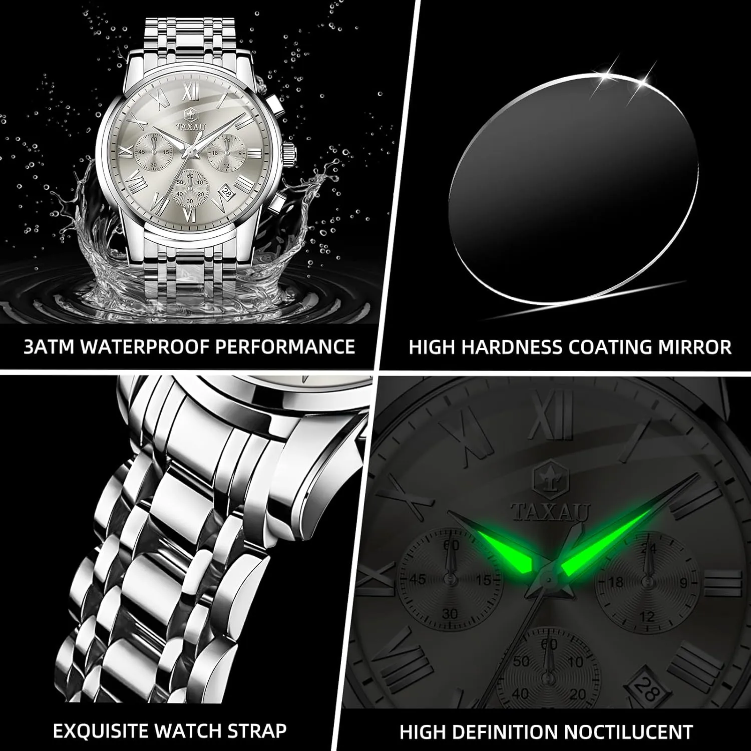 Watch,Dress Analog Quartz Men's Watches Mens Watch, Luxury Watches for Men, Big Face explicit squabble inferiority slowly Watch for Men, Stainless Steel Men's Wrist Watches, Multifunction Waterproof 