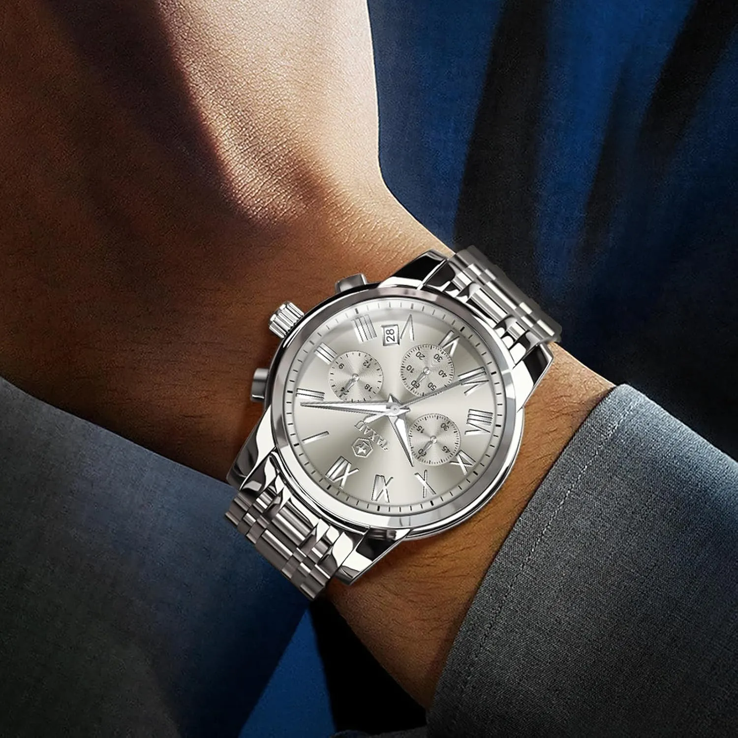 Watch,Dress Analog Quartz Men's Watches Mens Watch, Luxury Watches for Men, Big Face explicit squabble inferiority slowly Watch for Men, Stainless Steel Men's Wrist Watches, Multifunction Waterproof 