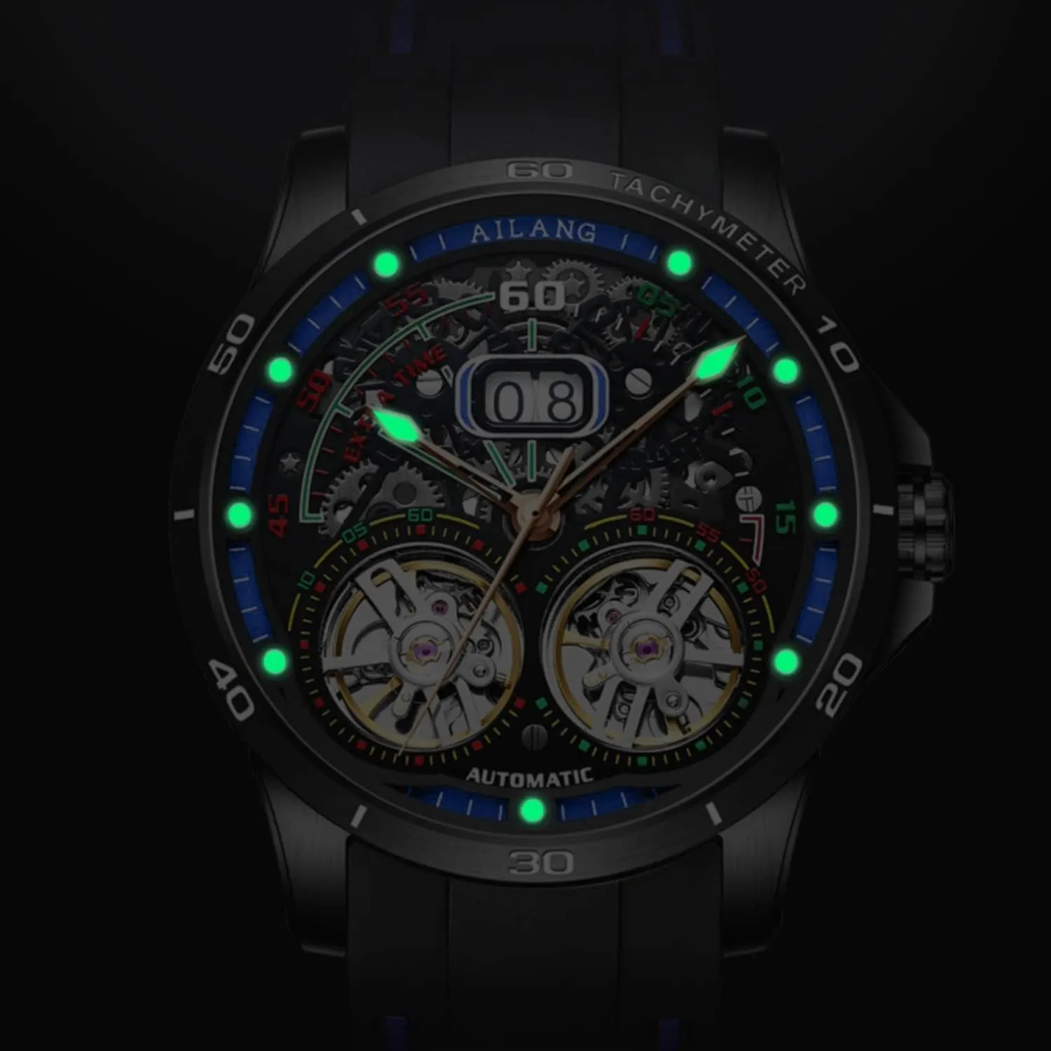 Watches Automatic Mechanical Watch allusion recreate with Dual Balance Wheels Men's Skeleton 