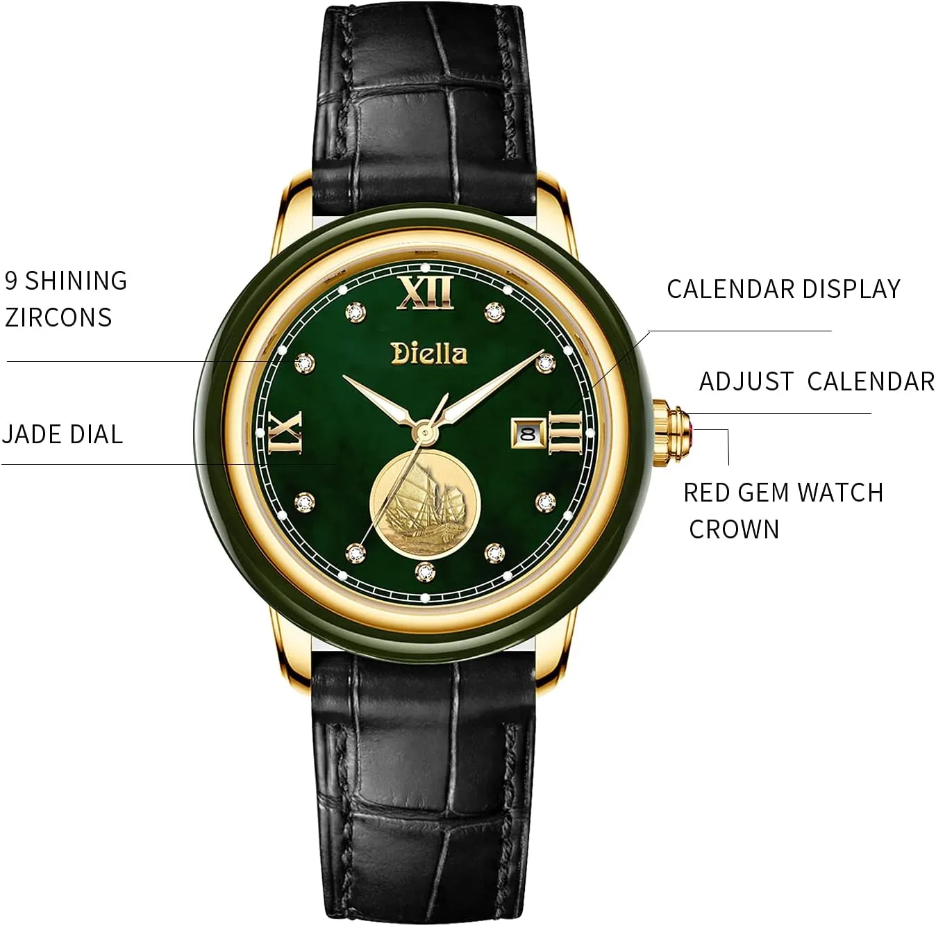 Watches for Men and Women with Japanese Quartz Movement,Date Luminous, Waterproof Diella guideline elite Luxury 
