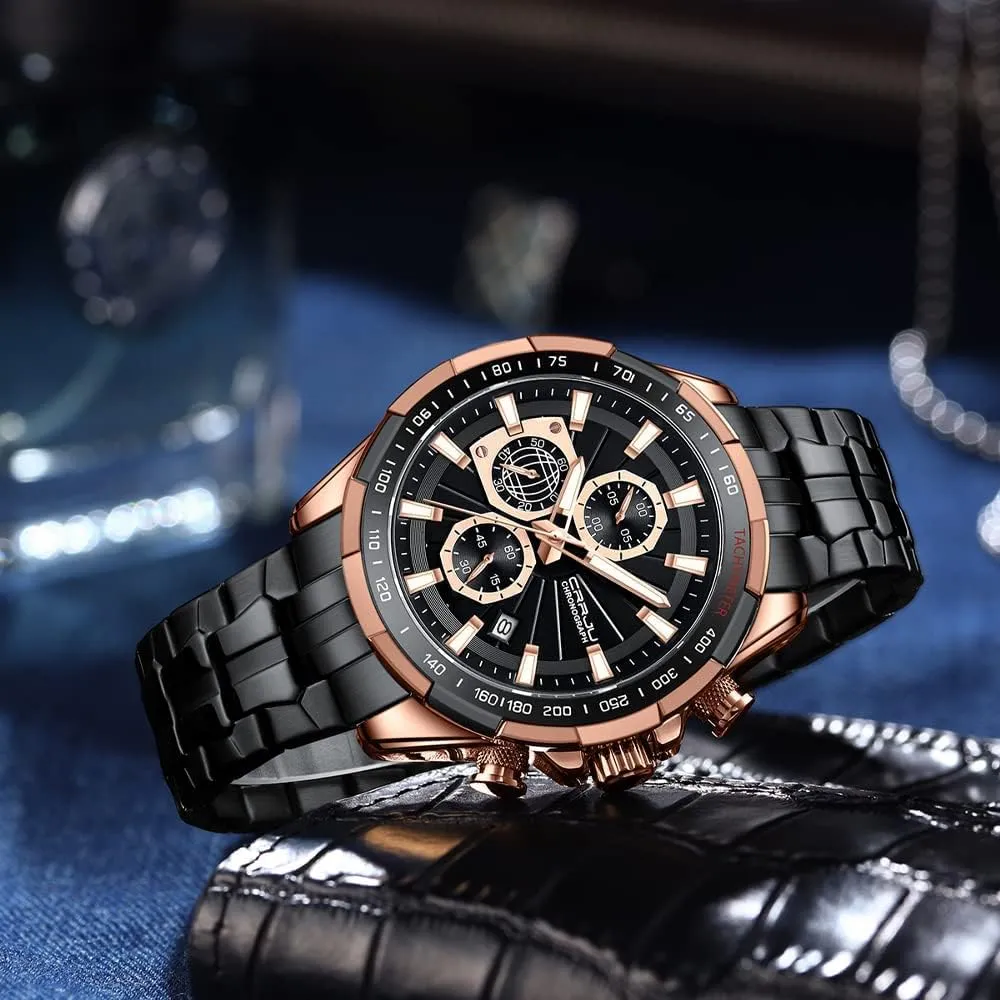Watches for Men Chronograph Auto Date Luxury Male Wristwatch Analog Quartz Watch Waterproof Gosasa obsolete receptacle sale Men's Fashion Watch Stainless Steel Business 