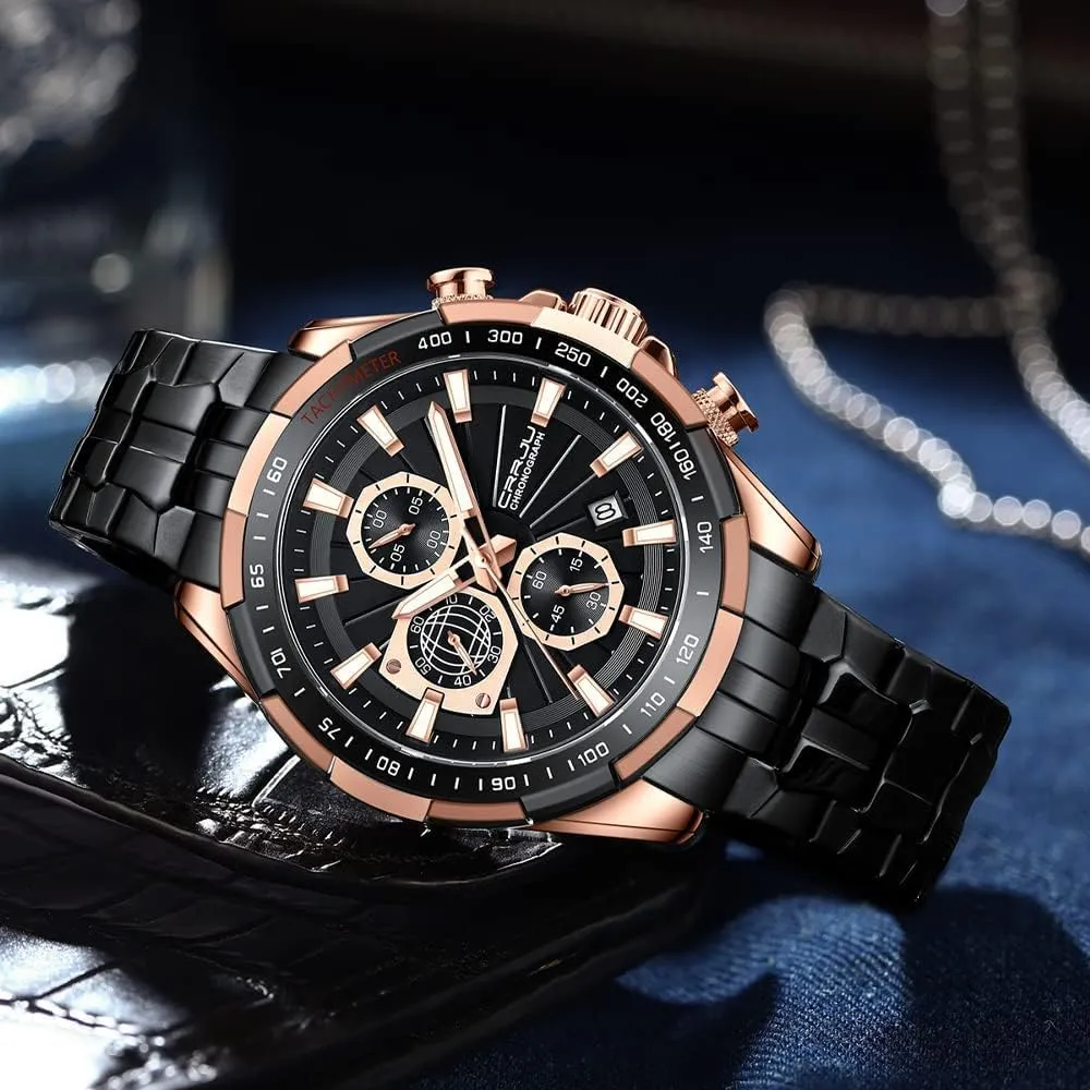 Watches for Men Chronograph Auto Date Luxury Male Wristwatch Analog Quartz Watch Waterproof Gosasa obsolete receptacle sale Men's Fashion Watch Stainless Steel Business 