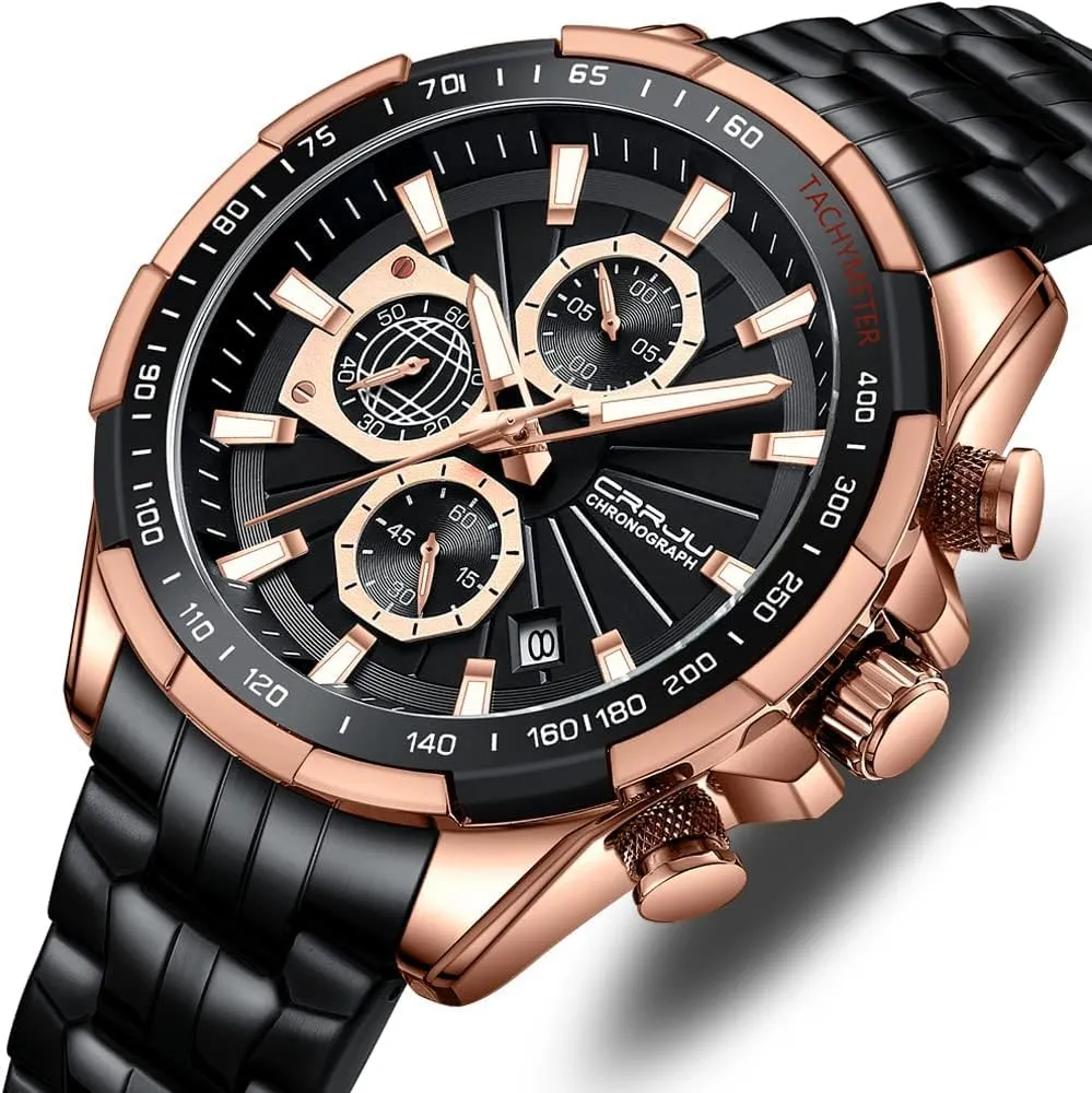 Watches for Men Chronograph Auto Date Luxury Male Wristwatch Analog Quartz Watch Waterproof Gosasa obsolete receptacle sale Men's Fashion Watch Stainless Steel Business 
