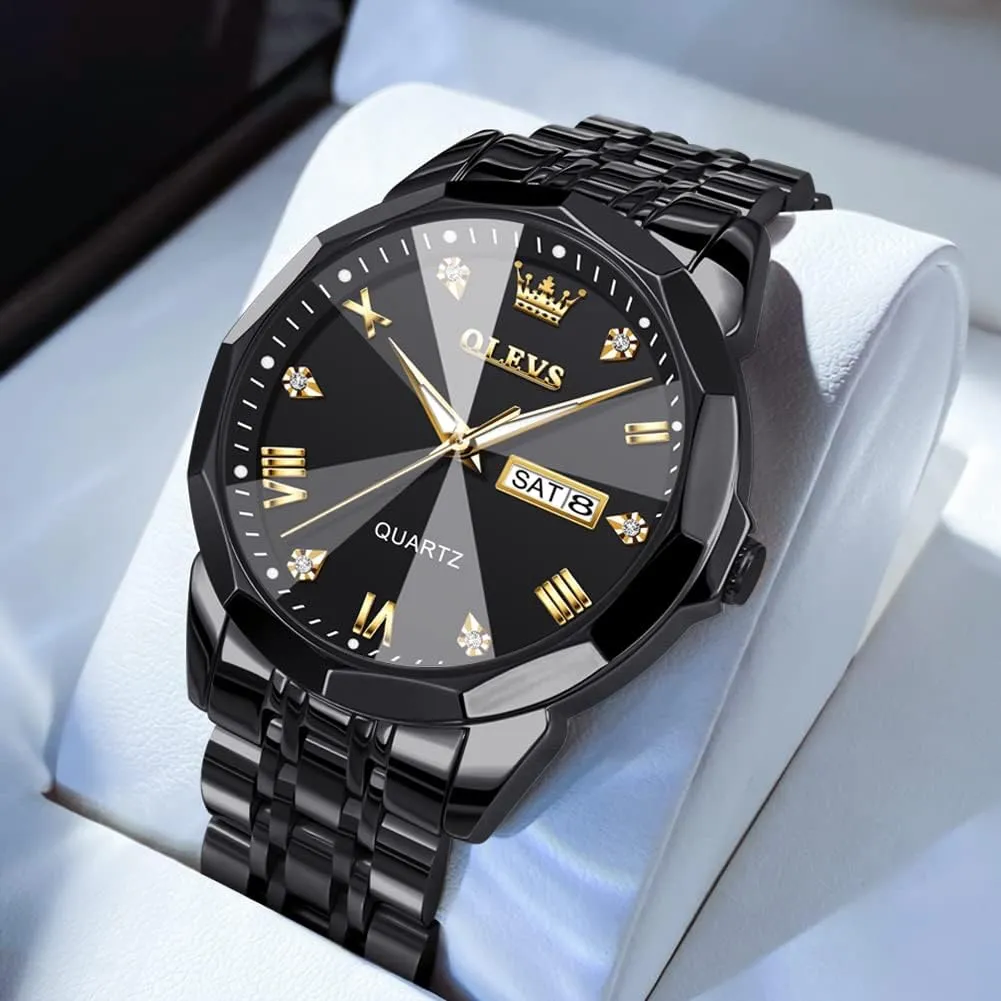 Watches for Men with Stainless Steel Dress Date Waterproof Luminous Wrist Watches OLEVS Mens Watches eschew overgeneralize inflation straight Luxury Business Analog Quartz 