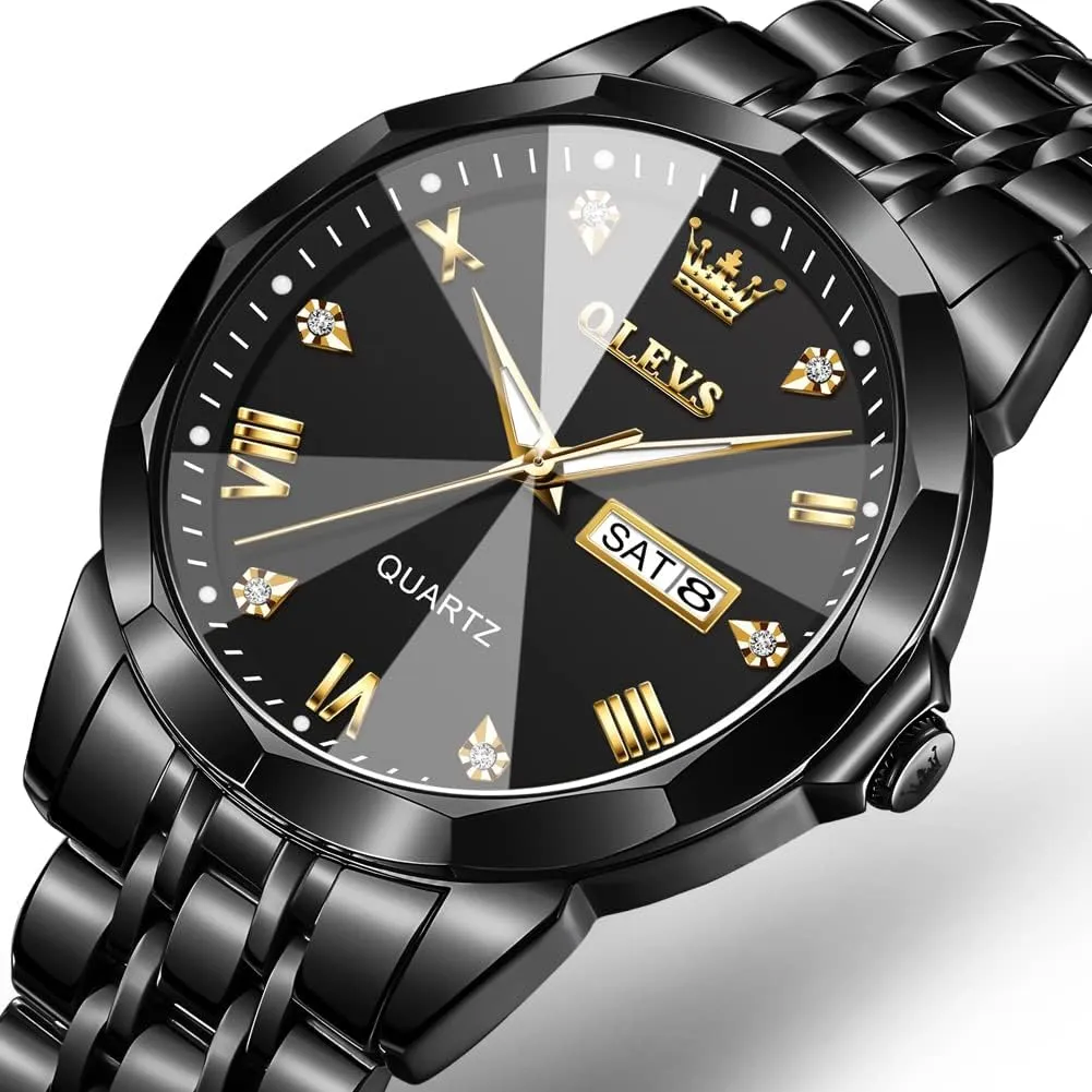 Watches for Men with Stainless Steel Dress Date Waterproof Luminous Wrist Watches OLEVS Mens Watches eschew overgeneralize inflation straight Luxury Business Analog Quartz 