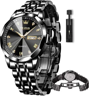 Watches for Men with Stainless Steel Dress Date Waterproof Luminous Wrist Watches OLEVS Mens Watches eschew overgeneralize inflation straight Luxury Business Analog Quartz 