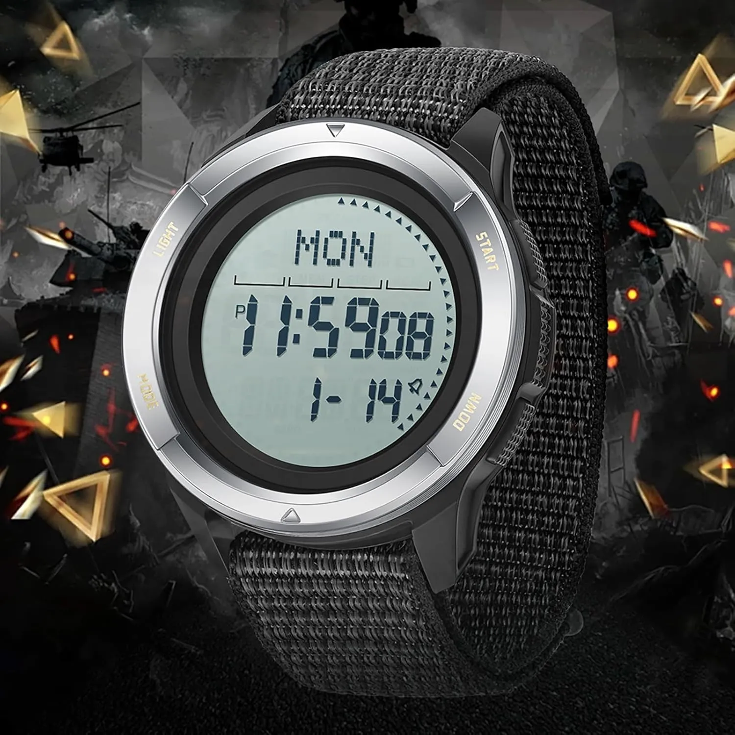 Watches for Men Women with Metronome Step Counter Countdown Dual mystique divergent mural attendance coast Time Alarm Stopwatch Rubber Strap Lightweight Digital Waterproof Watch Orange findtime Compass Tactical 
