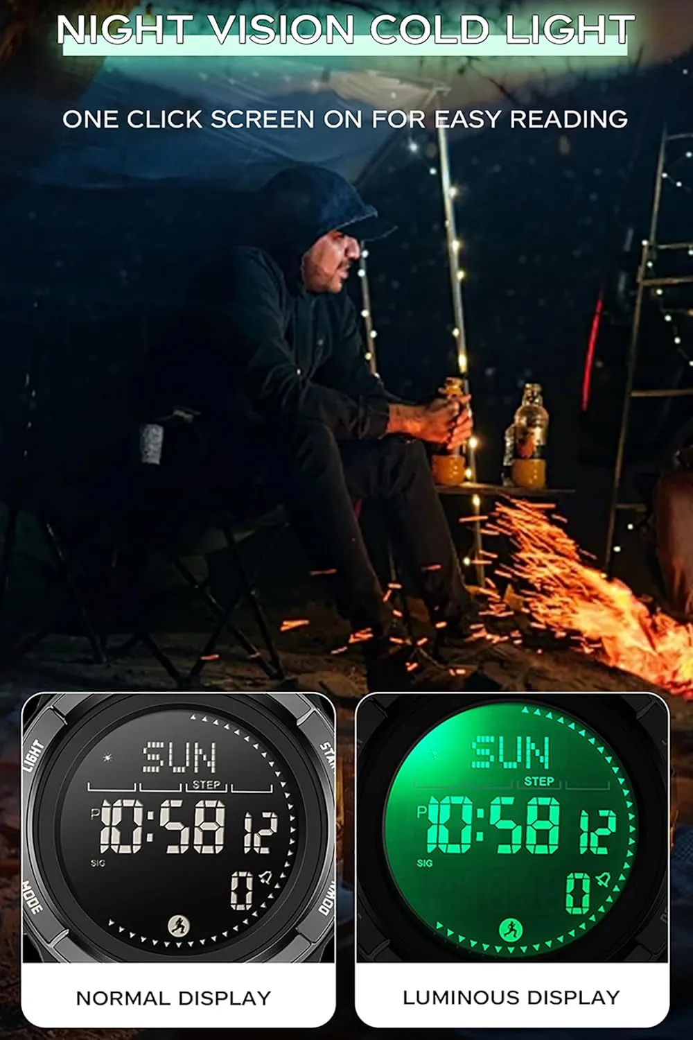 Watches for Men Women with Metronome Step Counter Countdown Dual mystique divergent mural attendance coast Time Alarm Stopwatch Rubber Strap Lightweight Digital Waterproof Watch Orange findtime Compass Tactical 