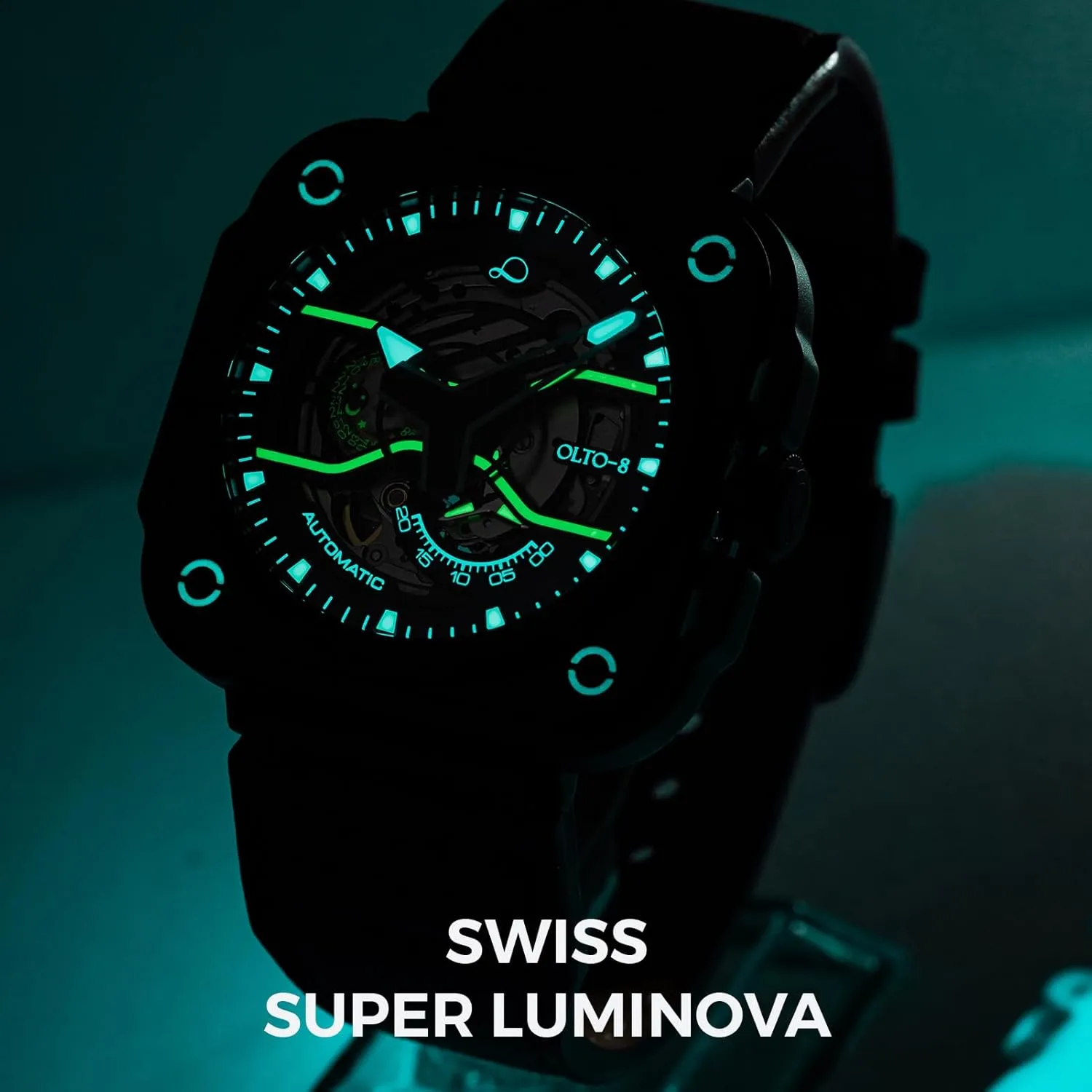 Watches for Men,Stainless ghostly Steel 50 Meters Waterproof with Leather Strap Wrist Watch Accessories Gift for Man Skeleton Automatic Watch, Iron-EX Square Luxury Skeleton 