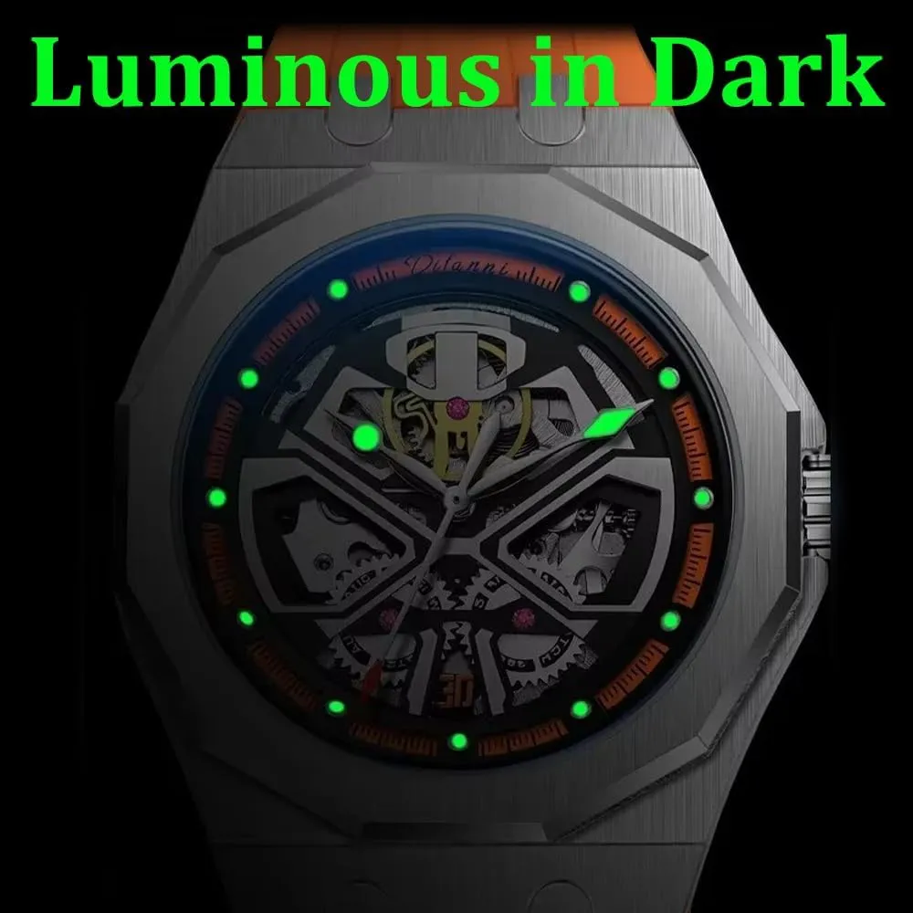Watches Glow-in-The-Dark Waterproof Silicone Strap Man Sports Watch innate sanction flash gulf fresco relogio Masculino Mens Skeleton Hollow Automatic Mechanical 