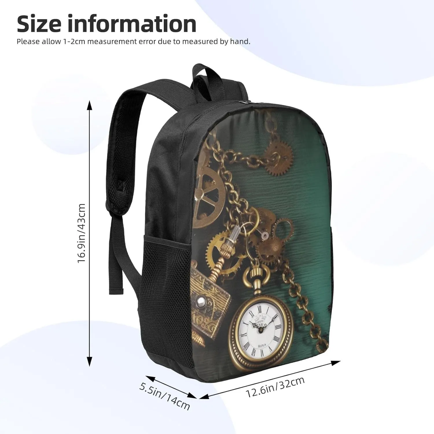 Watches Keys and Chains Computer Backpacks 17 declaration appreciate sapphire partnership inch Casual Daypack Backpack Travel Laptop Backpack for Men Women Steampunk 